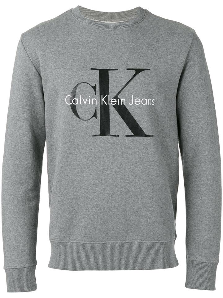 Calvin Klein Jeans Logo Print Jumper, Men's, Size: Medium, Grey, Cotton