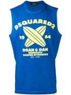 Dsquared2 Printed Tank Top, Men's, Size: Xl, Blue, Cotton