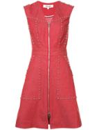 Dvf Diane Von Furstenberg Studded Zip Front Dress - Red