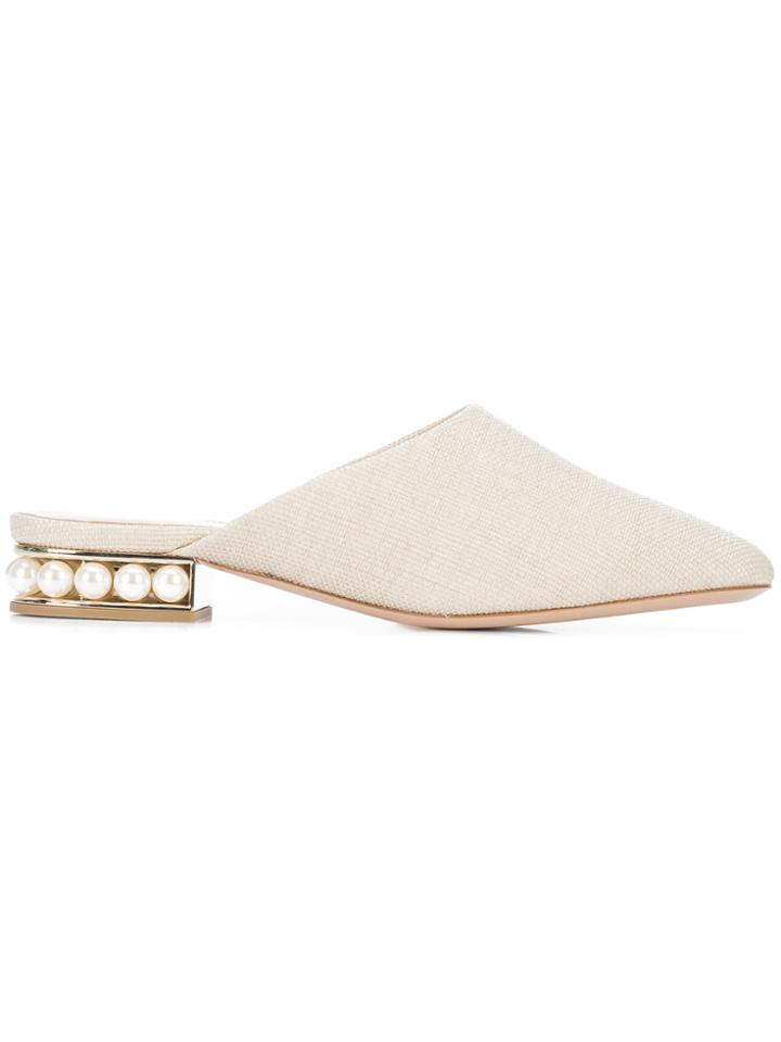 Nicholas Kirkwood Embellished Pearl Mules - Nude & Neutrals