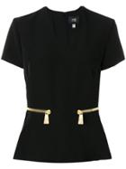 Cavalli Class V-neck Zipped Waist Blouse - Black