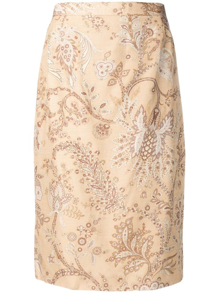 Valentino Vintage 1980's Floral Straight Skirt - Neutrals