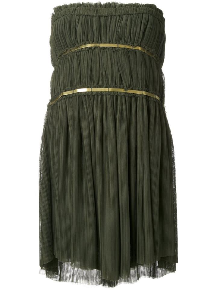 Jay Ahr Gold-tone Detail Strapless Dress, Women's, Size: 38, Green, Polyester