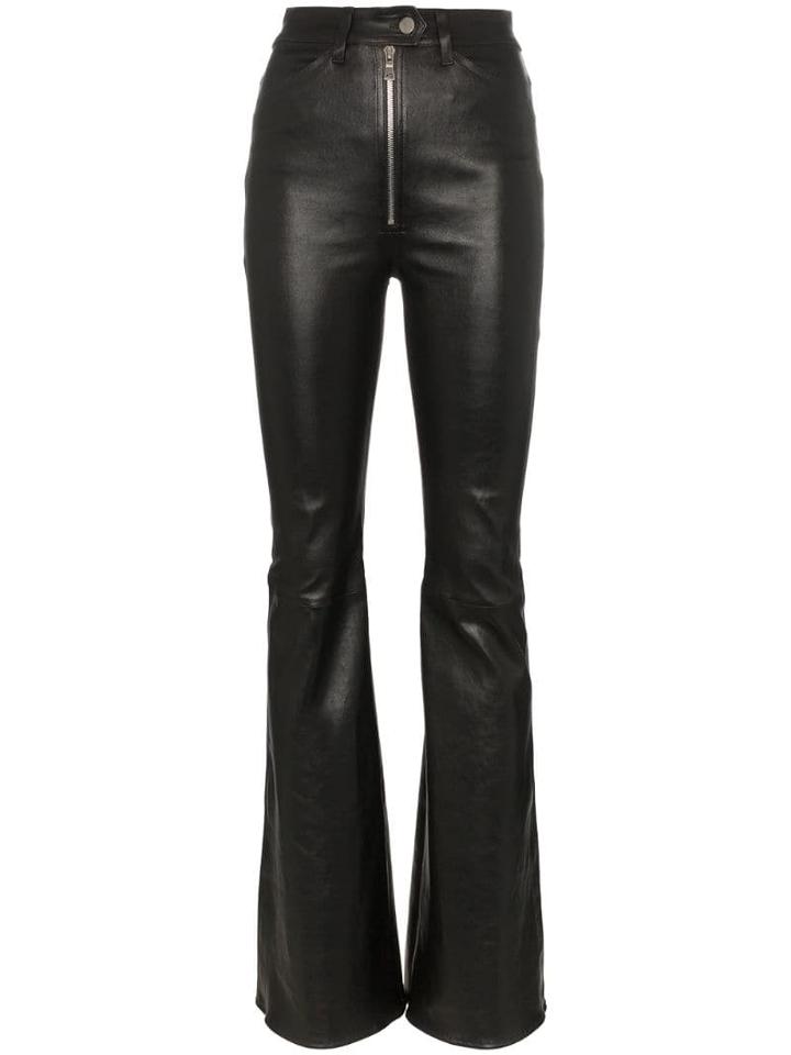 Sprwmn High-waisted Flared Leather Trousers - Black