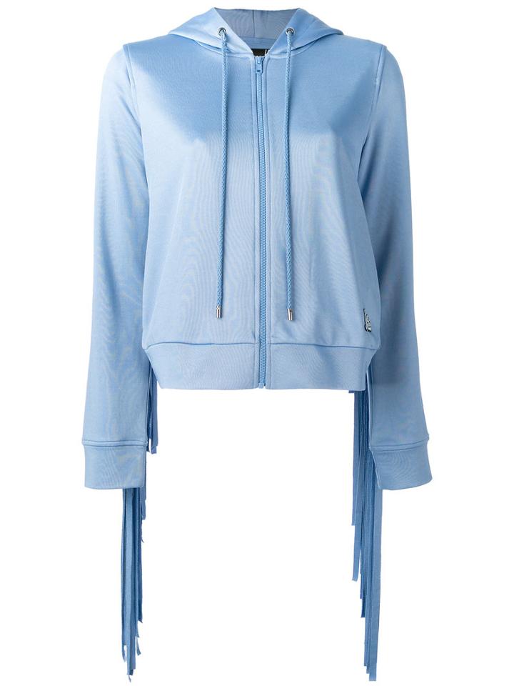 Love Moschino - Zip Knit Hoodie - Women - Cotton/polyester - 40, Blue, Cotton/polyester