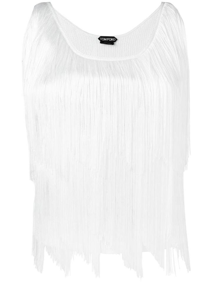 Tom Ford Fringed Top, Women's, Size: Medium, White, Viscose/acetate/polyester