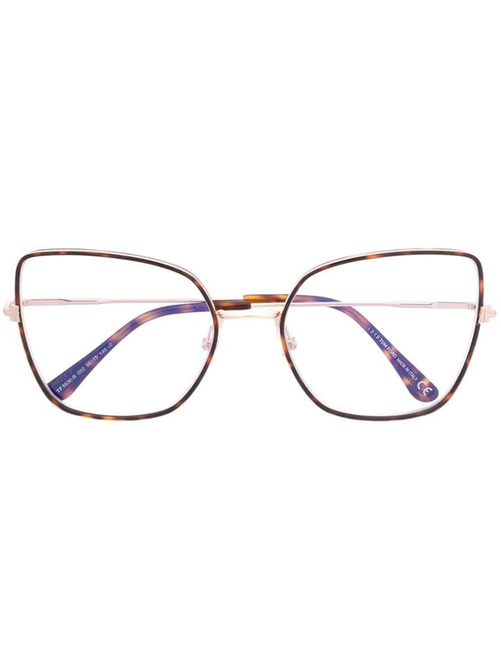 Tom Ford Eyewear Oversized Cat Eye Glasses - Gold