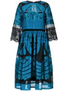 Alberta Ferretti Sheer Detail Flared Dress - Blue