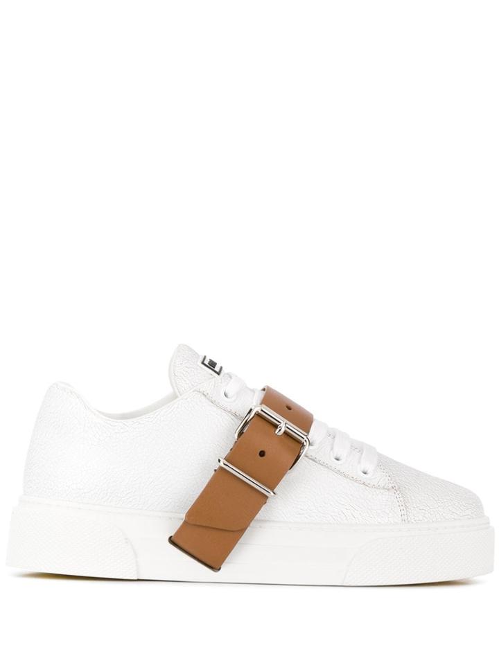 Miu Miu Buckled Strap Sneakers - White