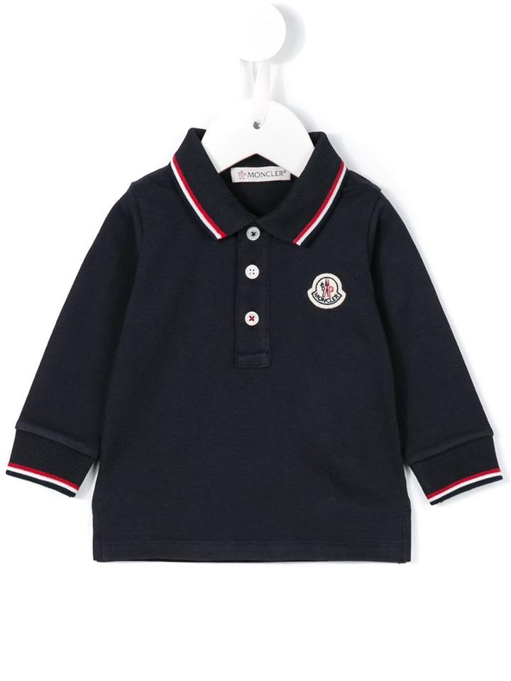 Moncler Kids Long Sleeved Polo Shirt, Toddler Boy's, Size: 12-18 Mth, Blue