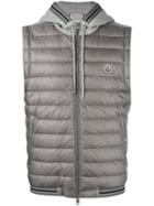 Moncler Hooded Gilet, Men's, Size: Xxl, Grey, Cotton/polyamide/goose Down