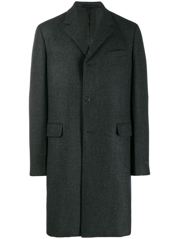 Prada Checked Single-breasted Coat - Grey