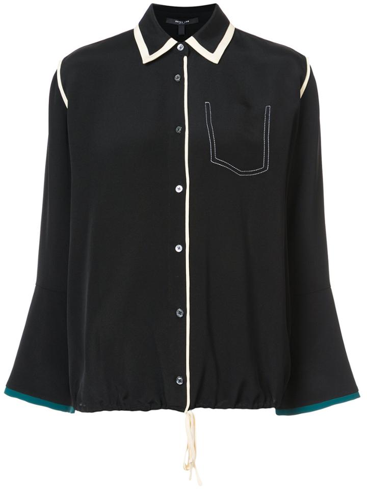 Derek Lam Long Sleeve Button-down Shirt With Drawstring Hem - Black