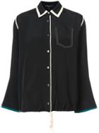 Derek Lam Long Sleeve Button-down Shirt With Drawstring Hem - Black