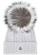 Moncler Cable-knit Pompom Beanie - Grey