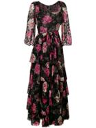 William Vintage 1980 Roses Print Dress - Black