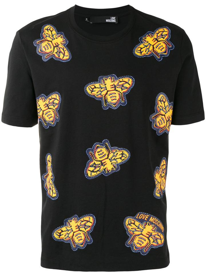 Love Moschino Moth Print T-shirt, Men's, Size: Xl, Black, Cotton