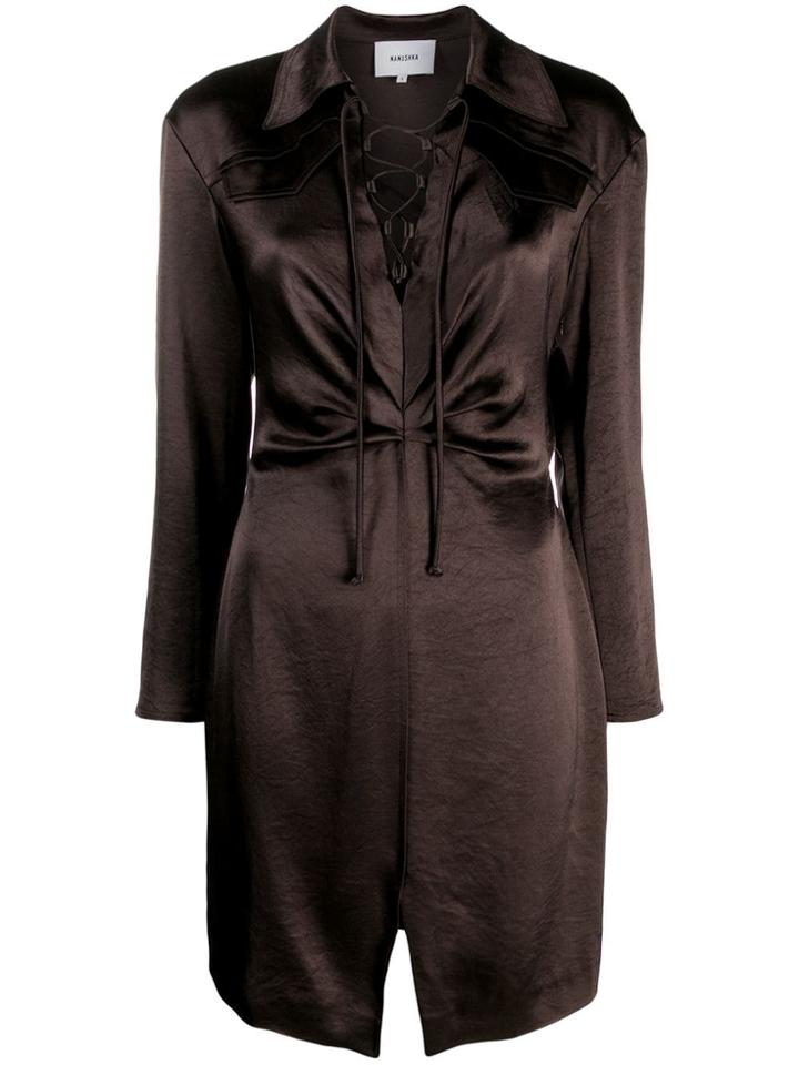 Nanushka Lace Front Dress - Brown