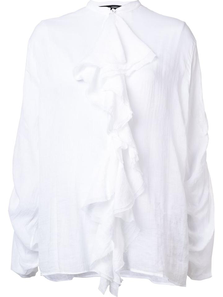 Isabel Benenato Gathered Ruffle Blouse, Women's, Size: 42, White, Cork/silk