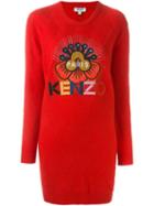 Kenzo 'tanami Flower' Sweater Dress, Women's, Size: Medium, Red, Wool