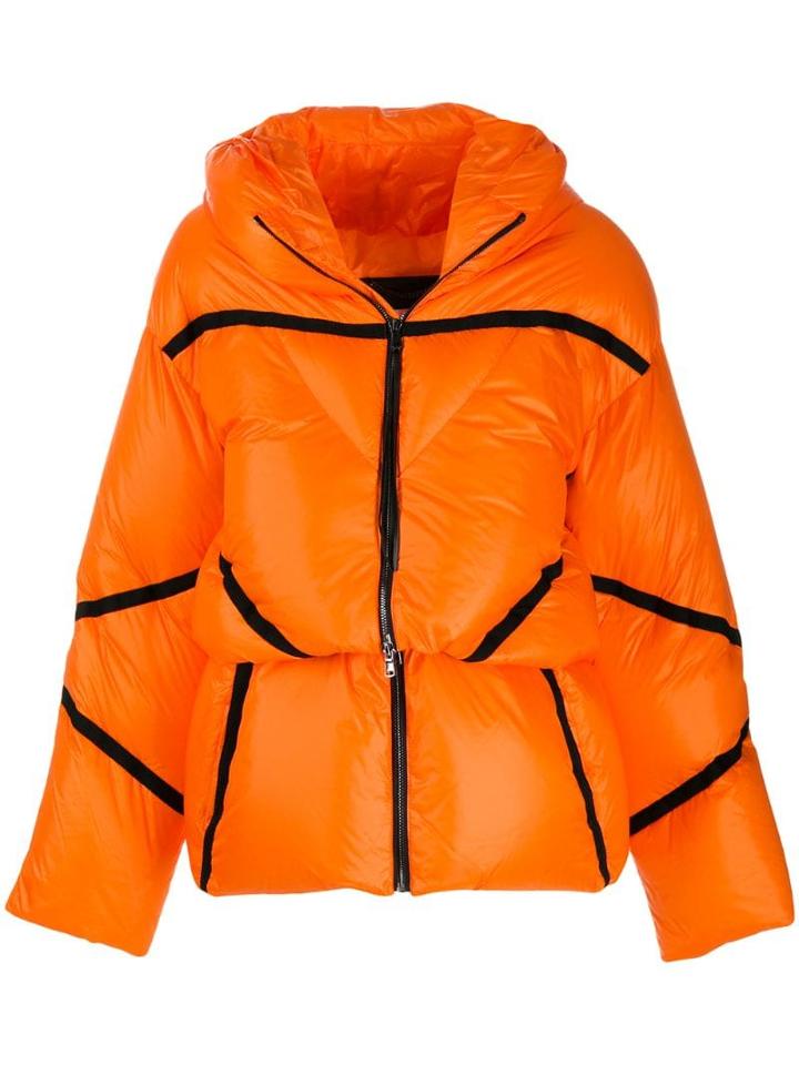 Dorothee Schumacher Black Trim Hooded Puffer Jacket - Orange