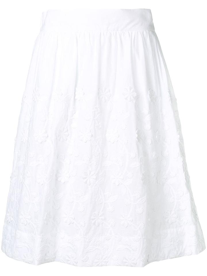 Steffen Schraut Floral Embroidered Skirt - White