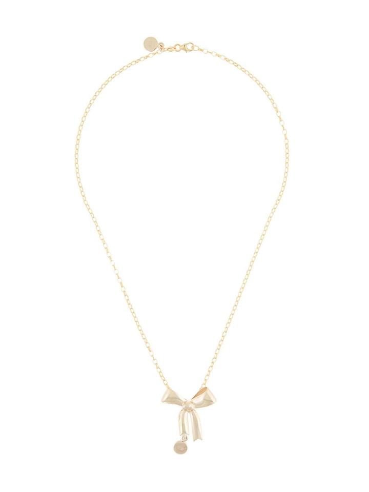 Karen Walker 9kt Gold Bow Pendant Necklace - Metallic