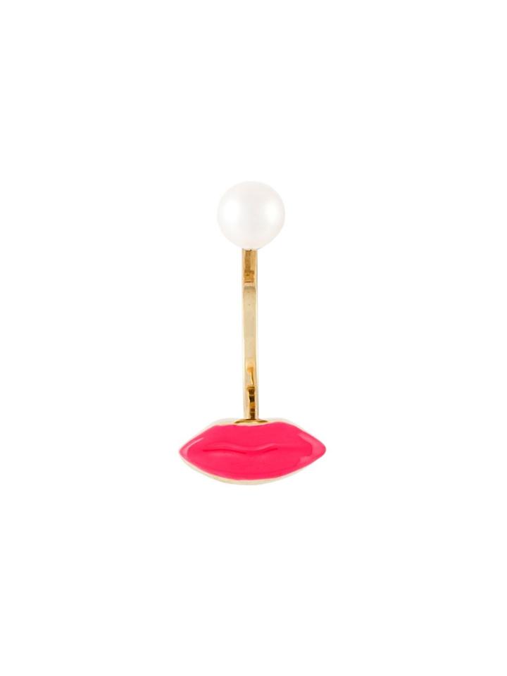 Delfina Delettrez 9kt Gold Lips Piercing Earring - Pink & Purple