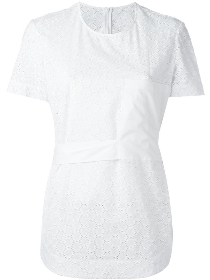 Cédric Charlier Embroidered Panel T-shirt, Women's, Size: 42, White, Cotton