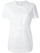 Cédric Charlier Embroidered Panel T-shirt, Women's, Size: 42, White, Cotton
