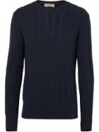 Burberry Cable Knit Cashmere Sweater - Blue