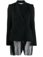 Stella Mccartney Fringed Apliqué Double-breasted Vlazer - Black