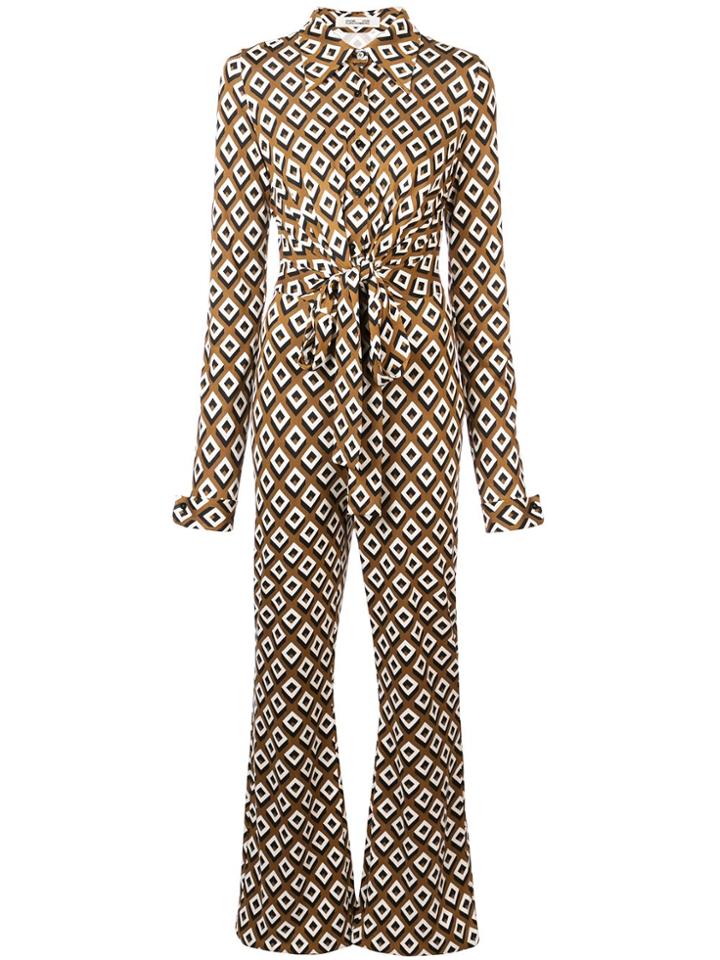 Dvf Diane Von Furstenberg Retro Print Jumpsuit - Brown