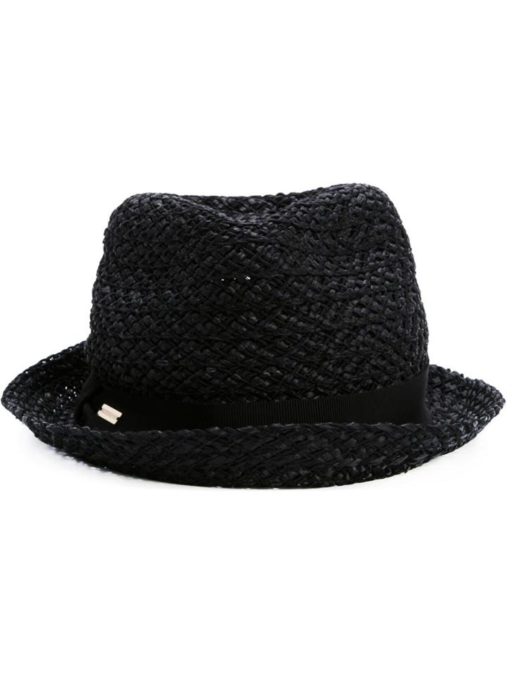 Dsquared2 Straw Hat, Men's, Size: L, Black, Calf Leather