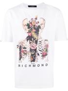 John Richmond - Skull And Flower Print T-shirt - Men - Cotton - L, White, Cotton