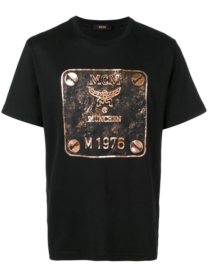 Mcm Logo Plaque Effect T-shirt - Black