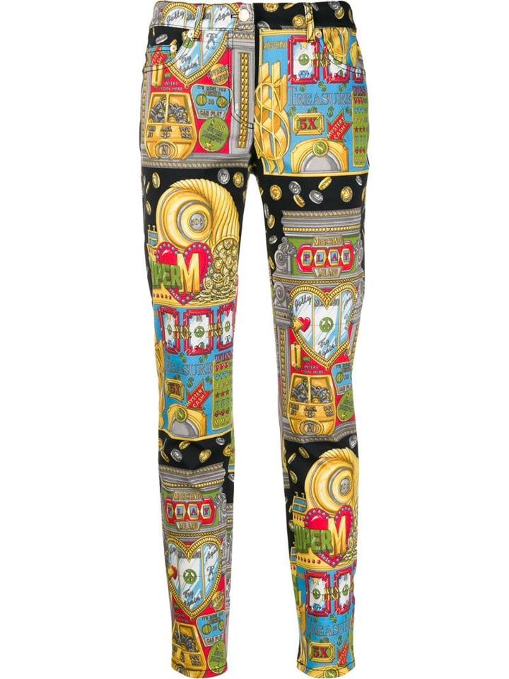 Moschino Casino Print Slim-fit Trousers - Black