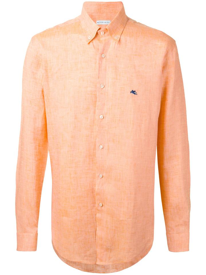 Etro Classic Shirt, Men's, Size: 40, Yellow/orange, Linen/flax
