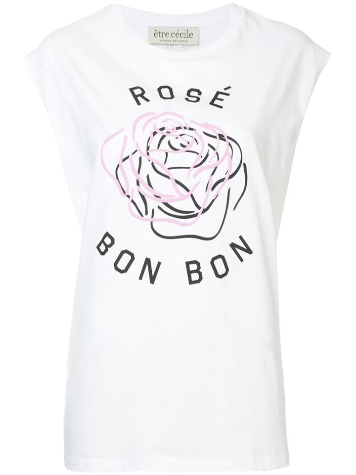 Être Cécile Rose Bon Bon Boyfriend Tank Top - White