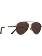 Burberry Check Detail Pilot Sunglasses - Metallic