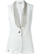 Philipp Plein Studded Collar Waistcoat, Women's, Size: S, White, Polyester/spandex/elastane/viscose
