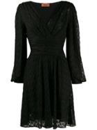 Missoni Wrap Style V-neck Dress - Black