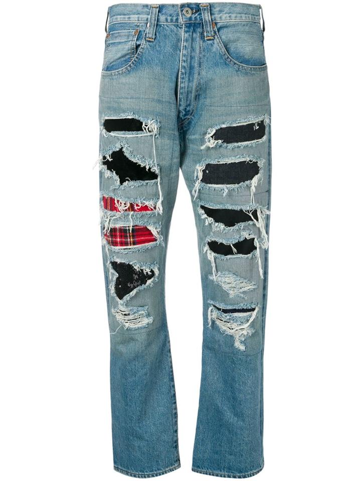 Junya Watanabe Patchwork Denim Jeans - Blue