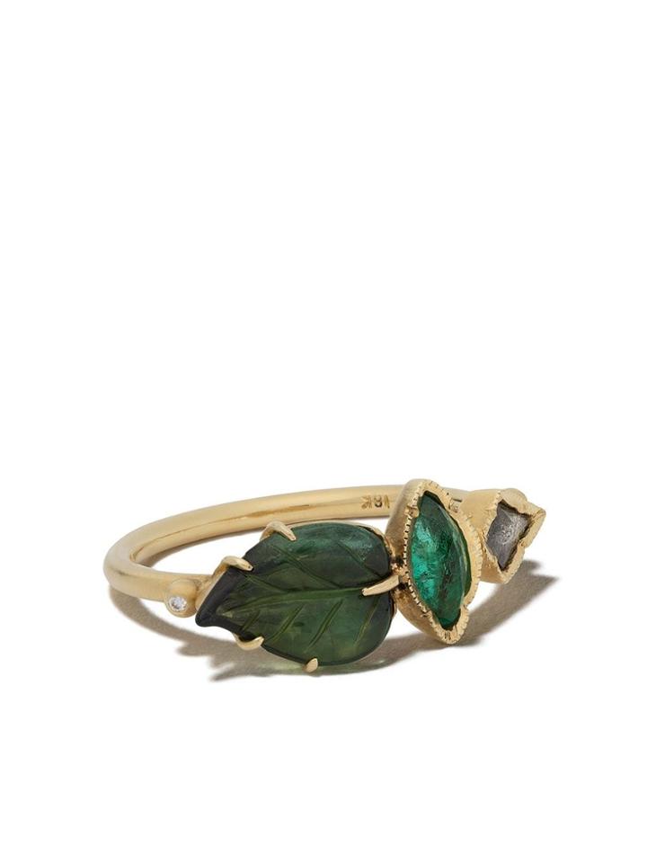 Brooke Gregson 18kt Yellow Gold Maya Diamond, Emerald And Tourmaline