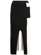 Proenza Schouler Pswl Colorblocked Ribbed Knit Skirt - Black