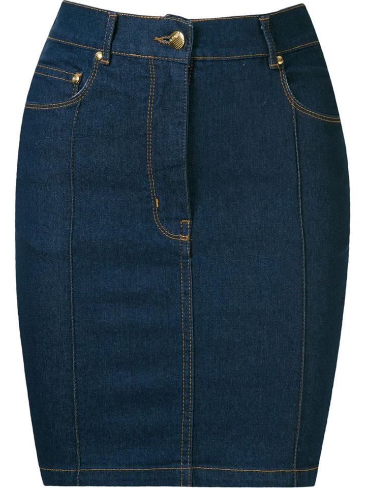 Amapô High Waisted Denim Skirt, Women's, Size: 36, Blue, Cotton/polyester/spandex/elastane