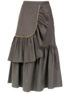 Adriana Degreas - Ruffled Midi Skirt - Women - Cotton/spandex/elastane - M, Green, Cotton/spandex/elastane