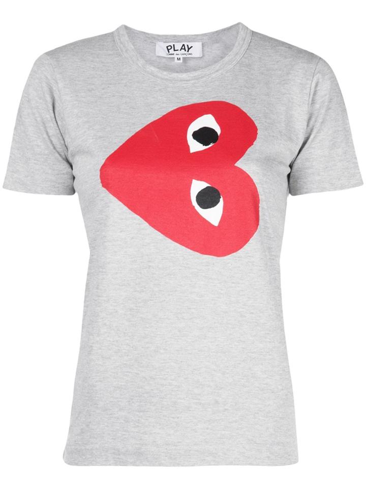 Comme Des Garçons Play Contrast Logo T-shirt - Grey