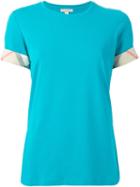 Burberry 'house Check' Cuffs T-shirt, Women's, Size: Xs, Blue, Cotton/spandex/elastane