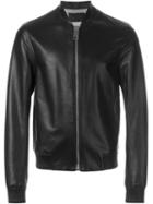 Les Hommes Zip Up Bomber Jacket, Men's, Size: 46, Black, Leather/cotton